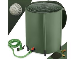 tectake® - Regenwatertank voor tuin en camping - Opvouwbare ton - Regenton met deksel en kraan, watertank, regenwateropvangbak, waterton - 200L - groen