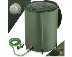 tectake® - Regenwatertank voor tuin en camping - Opvouwbare ton - Regenton met deksel en kraan, watertank, regenwateropvangbak, waterton - 250L - groen