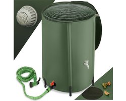 tectake® - Regenwatertank voor tuin en camping - Opvouwbare ton - Regenton met deksel en kraan, watertank, regenwateropvangbak, waterton - 380L - groen