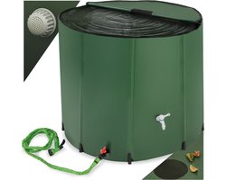 tectake® - Regenwatertank voor tuin en camping - Opvouwbare ton - Regenton met deksel en kraan, watertank, regenwateropvangbak, waterton - 750L - groen
