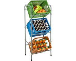 tectake® - Rek voor 3 drankkratten - Krattenrek - Stelling voor kratten of dozen - Mogelijkheid voor muurbevestiging - Ruimtebesparende opslag