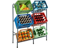 tectake® - Rek voor 6 drankkratten - Krattenrek - Stelling voor kratten of dozen - Mogelijkheid voor muurbevestiging - Ruimtebesparende opslag
