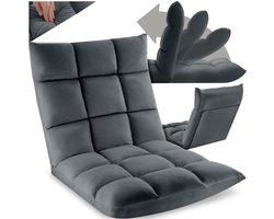tectake® Relaxstoel - Relaxfauteuil - XXL vloerstoel - Opvouwbaar met ligfunctie - Vloerstoel met verstelbare rugleuning - Te gebruiken als fauteuil, zitkussen, vloerkussen, relaxligstoel of voor meditatie - Grijs