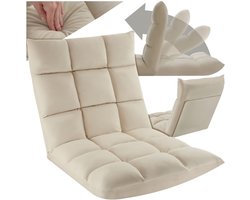 tectake® Relaxstoel - Relaxfauteuil - XXL vloerstoel - Opvouwbaar met ligfunctie - Vloerstoel met verstelbare rugleuning - Te gebruiken als fauteuil, zitkussen, vloerkussen, relaxligstoel of voor meditatie - Beige