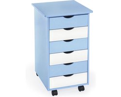 tectake® Rolcontainer - Ladekastje met Wielen en 6 Laden - Diverse Kleuren - (Blauw | Nr. 400925)