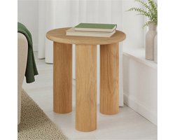 tectake® Ronde Bijzettafel Sisi - Ø 40 x 45,5 cm - Massief Houten Poten - Koffietafel - Bedtafel - Rond Tafeltje met Antislip Vloerbeschermers