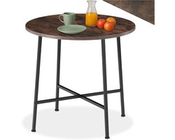 tectake® Ronde Eettafel – Kleine Keukentafel – 80 x 76 cm (Ø x H) – Industrieel Design – Houten Tafel voor Keuken, Eetkamer, Woonkamer & Kantoor – Zwart Metaal Frame - donkerbruin