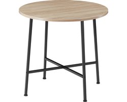 tectake® Ronde Eettafel – Kleine Keukentafel – 80 x 76 cm (Ø x H) – Industrieel Design – Houten Tafel voor Keuken, Eetkamer, Woonkamer & Kantoor – Zwart Metaal Frame - lichtbruin