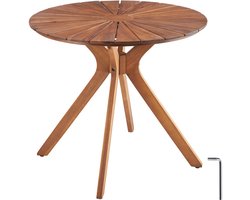 tectake® Ronde Houten Tuintafel - Ø70 x 62 cm - Acaciahout - Weerbestendig - Buitentafel - Bistrotafel - Bijzettafel - Tafeltje voor Balkon en Terras