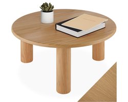 tectake® Ronde Salontafel Sisi - Ø 80 x 35,5 cm - Woonkamertafel met Massief Houten Poten - Ronde Tafel met Antislip Vloerbeschermers - Bijzettafel voor bij de Bank of TV