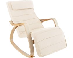 tectake® Schommelstoel met kussen – Relaxstoel, loungestoel & fauteuil voor de woonkamer - Schommelstoel, voedingsstoel voor de babykamer – Comfortabele TV-stoel met voetensteun – Beige