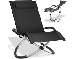 tectake® Schommelstoel - Opvouwbaar - Weerbestendige Ligstoel voor Buiten - Loungestoel - Tuinstoel - Tot 150 kg - Ergonomische Relax Stoel - Balkon of terras - Zwart