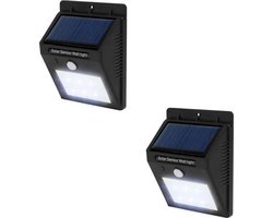 tectake® Set van 2 LED Solar Buitenlampen - Waterdichte Tuinlamp met Bewegingssensor - Tuinverlichting op Zonne Energie - Zelfopladende Buitenverlichting - Geen Bedrading nodig - Eenvoudige Bevestiging aan Buitenmuur - Tuinspot