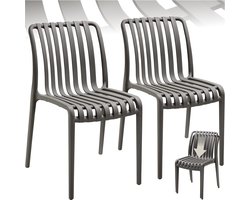 tectake® Set van 2 Tuinstoelen Alcudia - Antraciet - Kunststof Stoelen - Stapelbaar - Stoelen voor Tuin, Terras of Balkon - Weerbestendig en UV-bestendig - Draagkracht 120kg per Tuinstoel