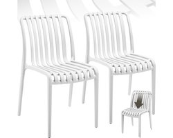 tectake® Set van 2 Tuinstoelen Alcudia - Creme - Kunststof Stoelen - Stapelbaar - Stoelen voor Tuin, Terras of Balkon - Weerbestendig en UV-bestendig - Draagkracht 120kg per Tuinstoel