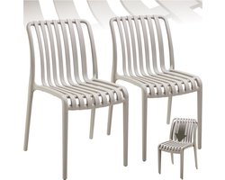 tectake® Set van 2 Tuinstoelen Alcudia - Taupe - Kunststof Stoelen - Stapelbaar - Stoelen voor Tuin, Terras of Balkon - Weerbestendig en UV-bestendig - Draagkracht 120kg per Tuinstoel