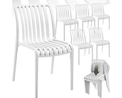 tectake® Set van 6 Tuinstoelen Alcudia - Creme - Kunststof Stoelen - Stapelbaar - Stoelen voor Tuin, Terras of Balkon - Weerbestendig en UV-bestendig - Draagkracht 120kg per Tuinstoel