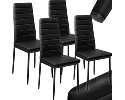 tectake® Set van eetkamerstoelen - Kunstleren stoelen met hoge rugleuning - Minimalistische, elegante stoel - Gering gewicht en eenvoudige montage - Afmetingen (LxBxH) 45 x 48 x 98,5 cm - Belastbaar tot 150 kg - Set van 4 - Zwart