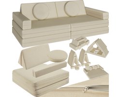 tectake® Speelbank Lilly - Kinderbank - Modulair peutermeubilair - Kinderstoel - Kinderfauteuil - Play couch - Kinderzetel - Bankje - Montessori speelgoed - Kindersofa - Slaapbank - 120cm - Beige