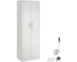 tectake® Stalen Archiefkast - 60 x 40 x 180,5 cm - Opbergkast voor Kantoor, Garage - Kantoorkast - Documenten Kast - 2 Deuren met Magneetsluiting en Sleutel - 4 Verstelbare Planken - Metalen Locker - Grijs