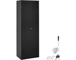 tectake® Stalen Archiefkast - 60 x 40 x 180,5 cm - Opbergkast voor Kantoor, Garage - Kantoorkast - Documenten Kast - 2 Deuren met Magneetsluiting en Sleutel - 4 Verstelbare Planken - Metalen Locker - Zwart