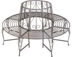 tectake® - Stalen tuinbank voor boom, boombank, ronde bank, sierlijke details - 404563
