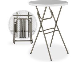 tectake® Statafel Pascal - Wit - ⌀80 cm - Sta Tafel - Inklapbaar - Bartafel - Bistrotafel