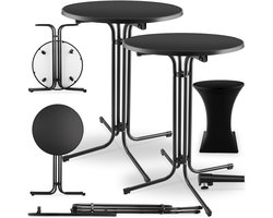 tectake® Statafel - Set van 2 Statafels - Inklapbaar - Ø80 x 110 cm - Bistrotafel - Met Statafelrok - Statafelhoes - Sta Tafel met Hoes - Bartafel - Partytafel - Staantafel met Rok - Zwart