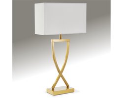 tectake® Tafellamp Avina - Lamp voor Slaapkamer, Woonkamer, Bureau - Modern Design - 27 x 12 cm Lampenkap - E27 - Messingkleurig Frame