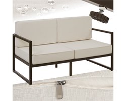 tectake® - Tuin-loungebank Comosa - Voor 2 personen - Tuinbank - 2-zits Loungesofa - Waterafstotende en ultradikke zit-en rugkussens - Draagkracht 125kg per zitplaats - Bruin/beige
