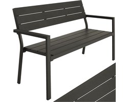 tectake® Tuinbank | Bank in Houtlook | Parkbank als Tuinmeubel, Balkonbank voor Wintertuin, Terras, Tuin | Belastbaar tot 250 kg | 2-zits Parkbank, 128 x 59 x 88 cm - Donkergrijs