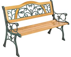 tectake® - Tuinbank - Bank voor 2 personen - 2-zits - Voor tuin, balkon of terras - Hout en gietijzer - 124 cm breed