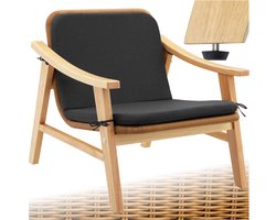 tectake® Tuinstoel - Houten Stoel voor Balkon of Tuin - Rieten zitting - Buitenfauteuil - Draagvermogen tot 150kg