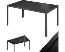 tectake® - Tuintafel 150 x 90 x 74,5 cm - Weerbestendig, eenvoudige montage - Verstelbaar - Aluminium frame met kunststof tafelblad - zwart