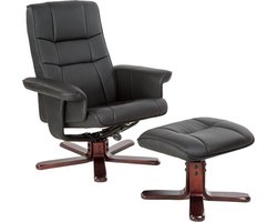 tectake® TV-Fauteuil met Kruk - Relaxfauteuil met Ligfunctie en Draaibare Slaapfauteuil - Comfortabele Lees- en Slaapstoel voor Woonkamer en Slaapkamer - Zwart/Bruin
