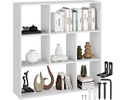 tectake® Vakkenkast Tartu - Ruimteverdeler - Boekenkast - Kastplank als ruimteverdeler in de woonkamer - Scheidingswand voor kinderkamer, slaapkamer, keuken of garderobe - Kubusplank - Kantooropberger - Schoenenrek - Wit