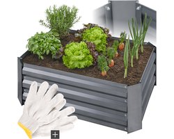 tectake® Verhoogde Plantenbak van Gegalvaniseerd Staal - Stabiel, Weerbestendig en Onderhoudsvriendelijk - 80 x 60 x 30 cm - Veelzijdige Plantenbak voor Groenten, Kruiden en Bloemen - Grijs