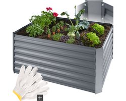 tectake® Verhoogde Plantenbak van Verzinkt Staal - Stabiel, Weerbestendig en Gemakkelijk Schoon te Maken - 120 x 90 x 57 cm - Bloembak - Veelzijdig Inzetbaar als Groente-, Kruiden- en Bloembed - Grijs