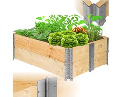 tectake® Verhoogde plantenbak voor de tuin - Verhoogd plantenbed - 120x80x19cm - DIY Plantenbak - Inklapbaar en stapelbaar - Moestuinbakrand, balkonbak, verhoogde tuinbak - 2 stuks