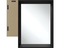 tectake® - Wandspiegel Elina - Badkamerspiegel - Rechthoekige spiegel met stevige kunststoflijst - 50x70 cm - Spiegel voor de badkamer, woonkamer of slaapkamer
