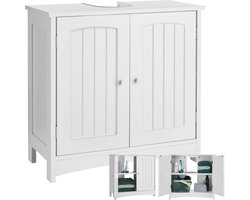 tectake® - Wastafelonderkast - Badkamerkast voor onder de wastafel - Incl. uitsparing voor sifon - Onderkast voor badkamer en toilet - Badkamermeubel - Wit