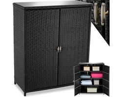 tectake® - Wicker tuinkast - Buitenkast - Opbergbox of kussenbox - Met planken en glasplaat - Terraskast voor buitenkeuken - Balkonkast - (BxDxH): ca. 84,5x40,5x103,5cm