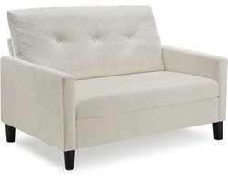 tectake® Zitbank - 2 Zits Bank met Armleuningen - 2 Personen - 121,5 x 77 x 91 cm - Ultradikke Vulling met Binnenvering - Afneembare en Wasbare Hoezen - Draagkracht 300 kg - Crème
