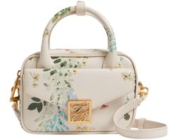 Ted Baker Leren Handtas Schoudertas Anibell Detail Floral Mini Leather Crossbody Bag Ecru Crème