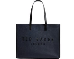 Ted Baker shopper Pallmer Faux Raffia Large Icon Bag Navy donkerblauw