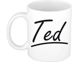 Ted naam cadeau mok / beker met sierlijke letters - Cadeau collega/ vaderdag/ verjaardag of persoonlijke voornaam mok werknemers