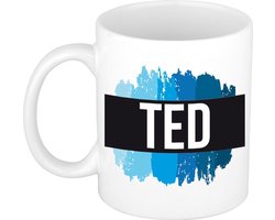 Ted naam cadeau mok / beker met verfstrepen - Cadeau collega/ vaderdag/ verjaardag of als persoonlijke mok werknemers