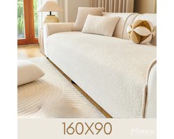 Teddy Bankhoes / Zetelovertrek – 2-Zits 160x90 - Crème – Pluche Sofa Protector – Zachte Teddy Plaid Beschermhoes voor Bank, Zetel & Salon - Bankhoezen, Bankbeschermer, Cover, Bankkleed, Zetelhoes - Tegen beschadigingen en vlekken