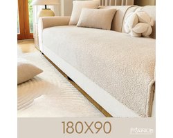 Teddy Bankhoes / Zetelovertrek – 3-Zits 180x90 - Beige – Pluche Sofa Protector – Zachte Teddy Plaid Beschermhoes voor Bank, Zetel & Salon - Bankhoezen, Bankbeschermer, Cover, Bankkleed, Zetelhoes - Tegen beschadigingen en vlekken