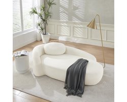 Teddy Bouclé Sofa Modern - Zachte Design Loungebank - Beige - Compact Woonkamer Comfort Met Kussens